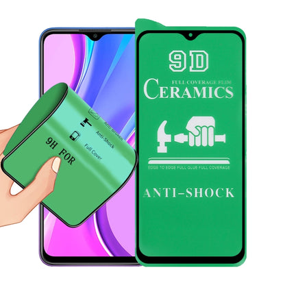 9D ceramics full-glue screen protector film, green anti-shock package and applicator shown