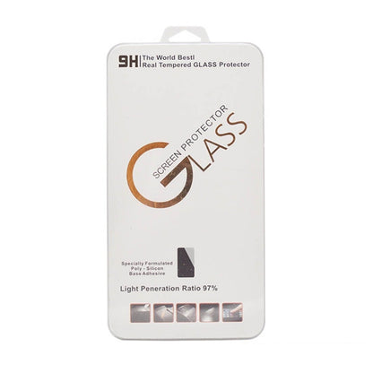 Screen protector film package card labeled 9H glass protector, AS instructions