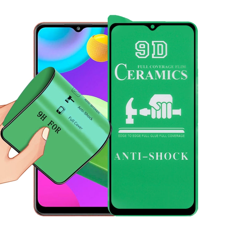 9D ceramics full-glue screen protector film with green anti-shock branding and hand-ready tab