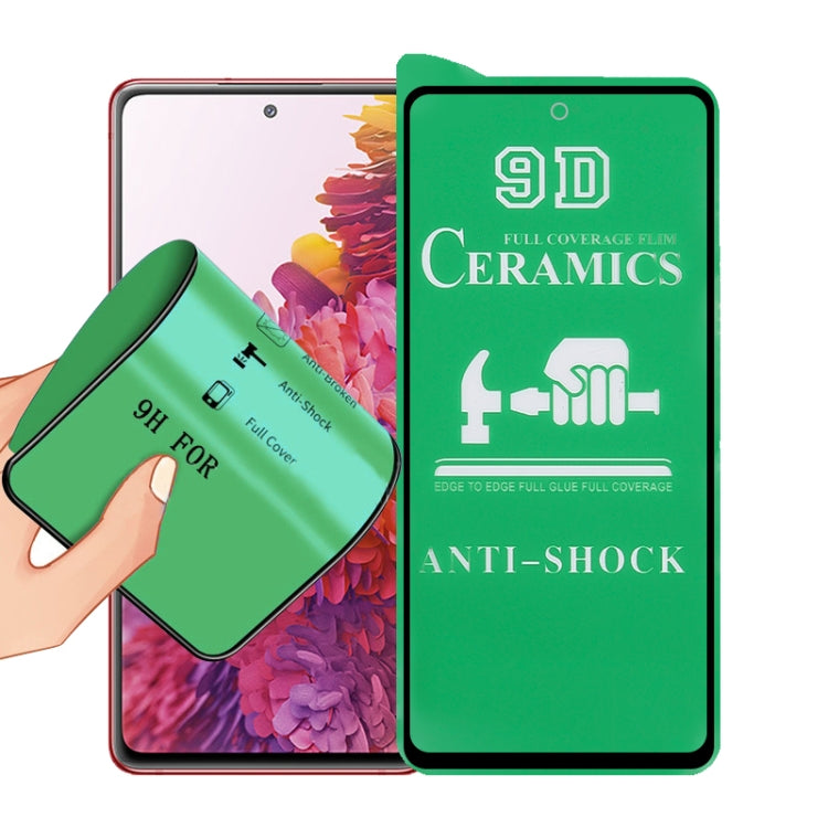 9D ceramics full-glue screen protector film with green anti-shock branding and application tab
