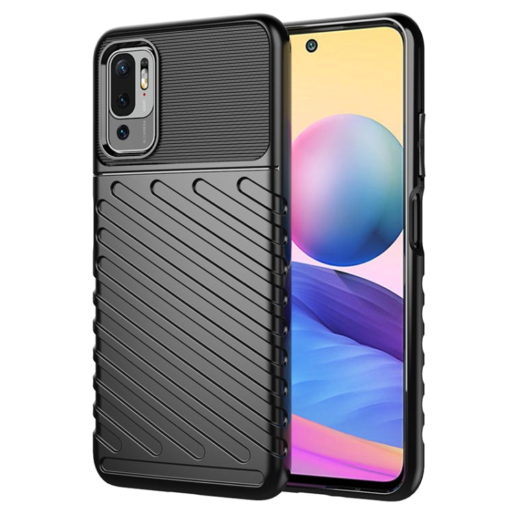 Black shockproof phone case with textured back and raised camera protection