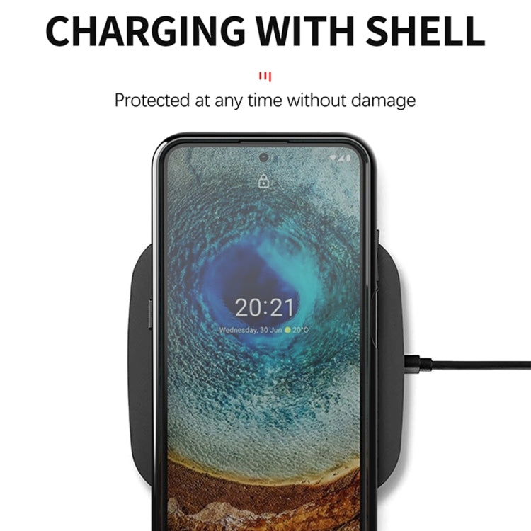 Black phone case with side protection and port opening for charging