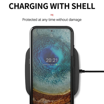 Black phone case with side protection and port opening for charging