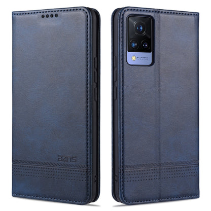 Dark blue textured flip leather phone case with camera opening and perforated strip