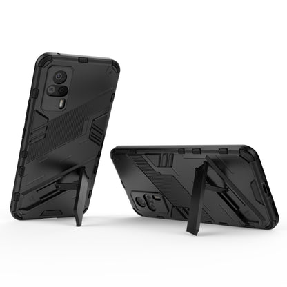Black rugged phone case with kickstand for hands-free viewing and corner protection