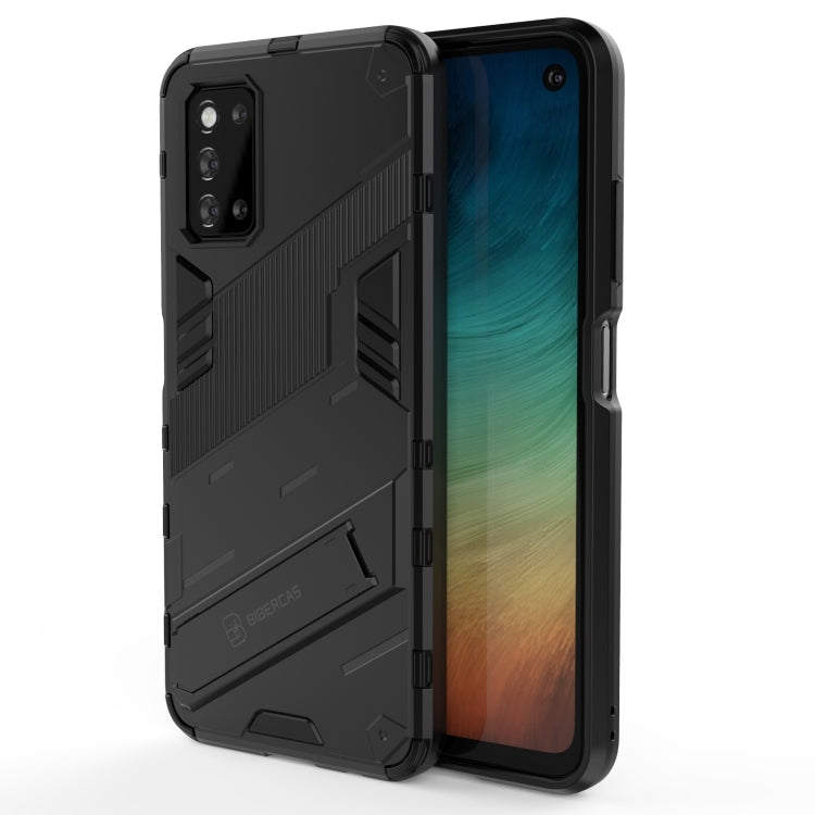Black rugged phone case with raised camera protection and shockproof corner bumpers