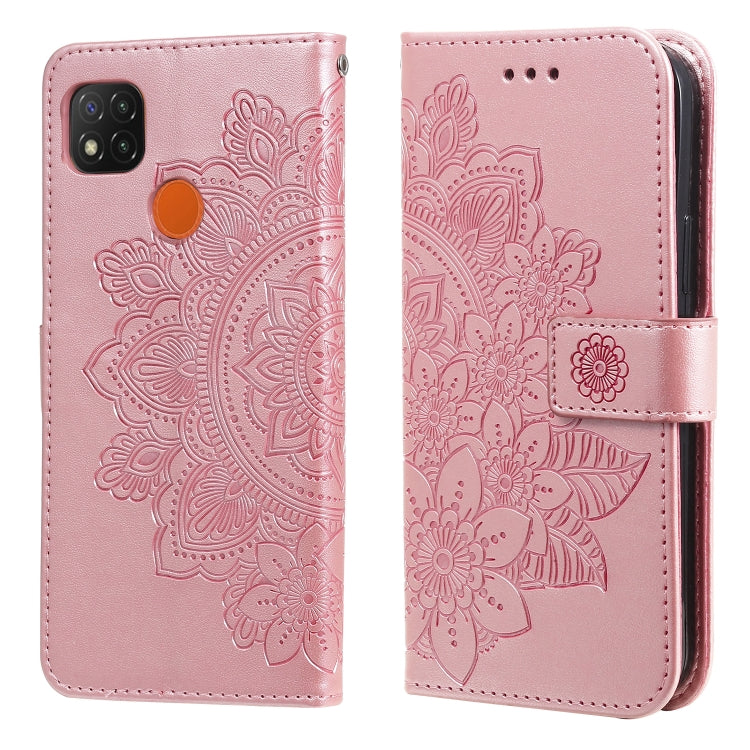 Embossed floral PU leather phone case with flip cover and card slots, light pink
