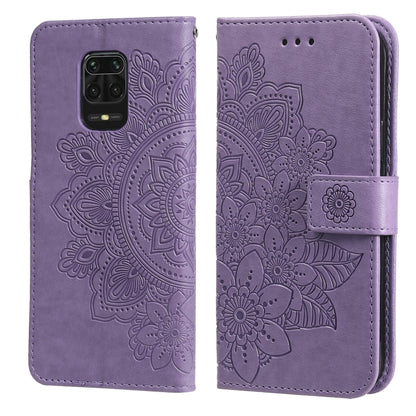 Light purple PU leather phone wallet case with embossed floral design and magnetic strap