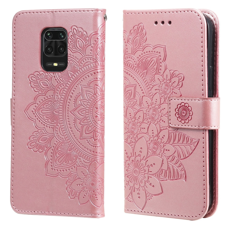 Embossed floral PU leather phone case with flip cover and card slots, light pink