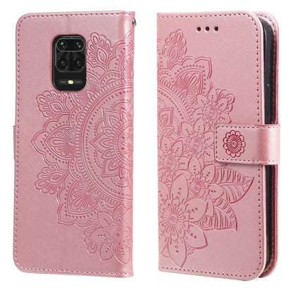 Embossed floral PU leather phone case with flip cover and card slots, light pink
