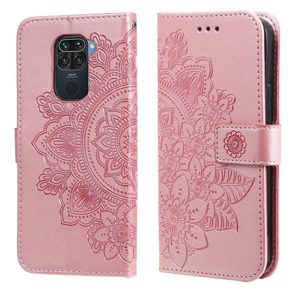 Light purple PU leather phone wallet case with embossed floral mandala pattern, flip cover and holder.