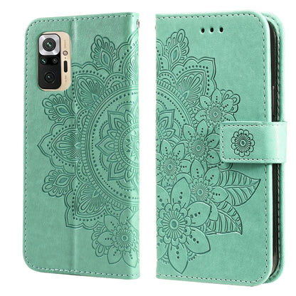Mint green floral embossed PU leather flip phone case with side strap and card-slot front
