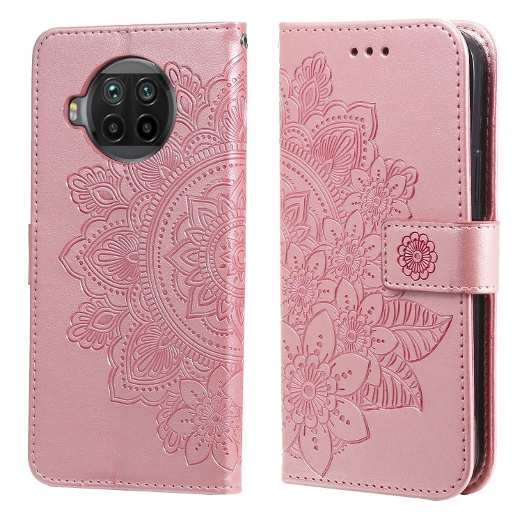 Light purple PU leather phone wallet case with embossed floral mandala design, flip cover front.