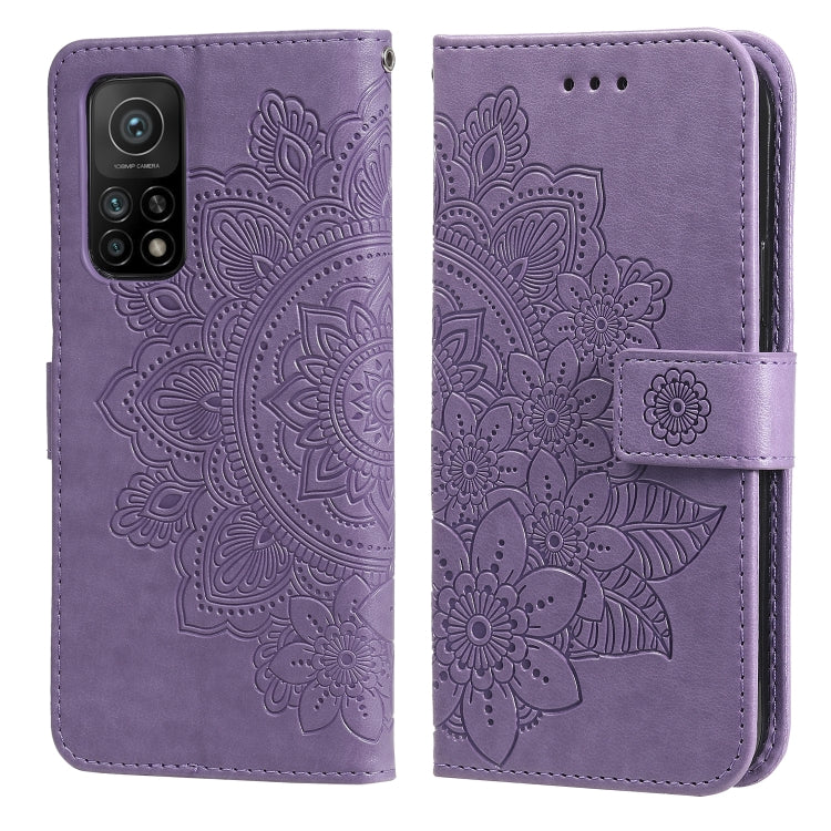 Light purple PU leather flip phone case, floral embossing front panel and card slots