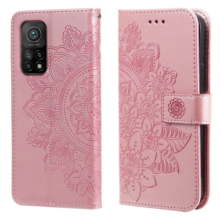Light purple PU leather phone wallet case with embossed floral mandala, flip cover and side openings.