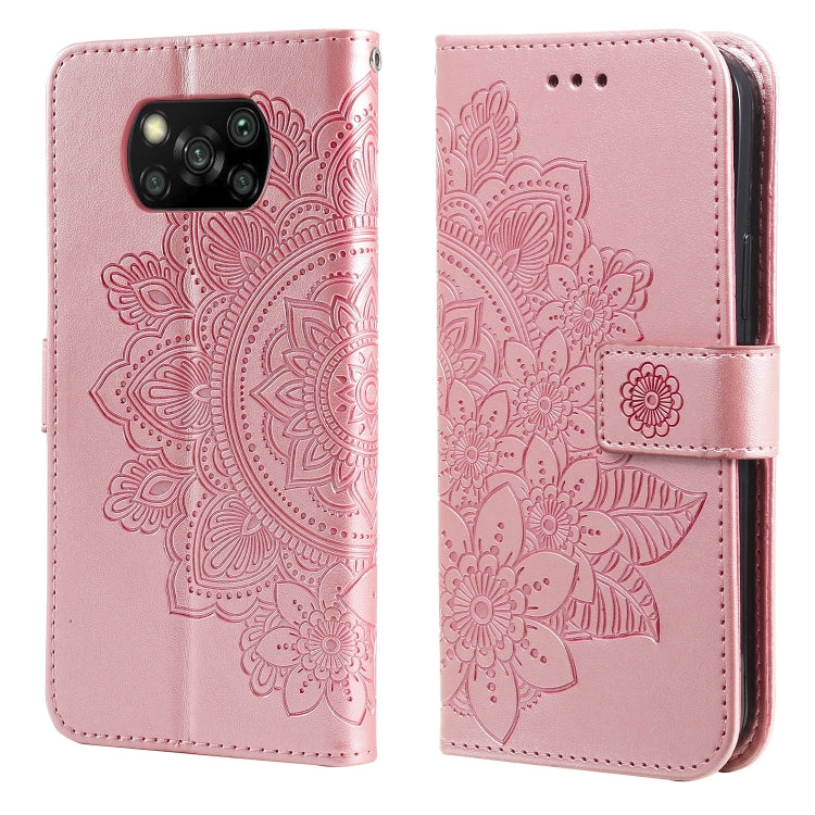 Light purple PU leather phone wallet case with embossed floral mandala, flip cover and card slot panel.