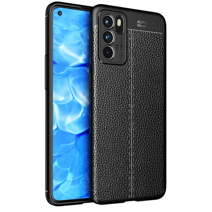 Black litchi-texture TPU shockproof phone case with raised camera cutout
