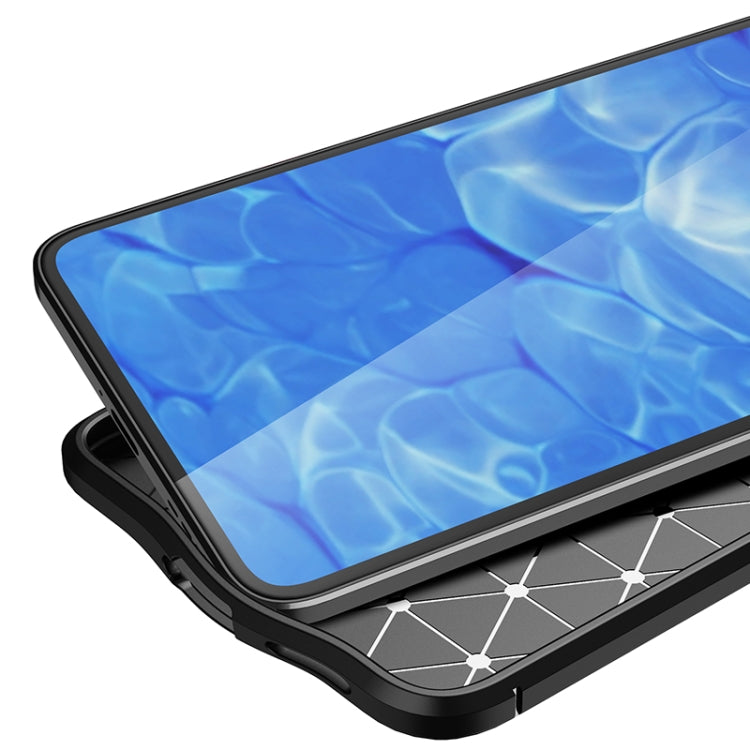 Black litchi-texture TPU shockproof case showing front screen cutout frame