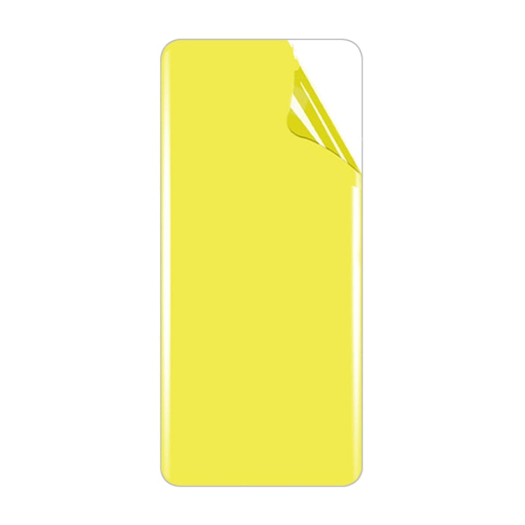 Yellow full-front phone screen protector film sheet with rounded edges