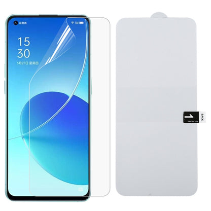 Full-screen hydrogel phone screen protector film, transparent, fitted over front glass