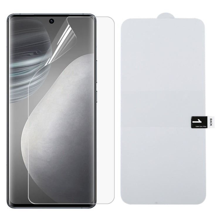 Clear full screen hydrogel film screen protector for smartphone display with backing sheet