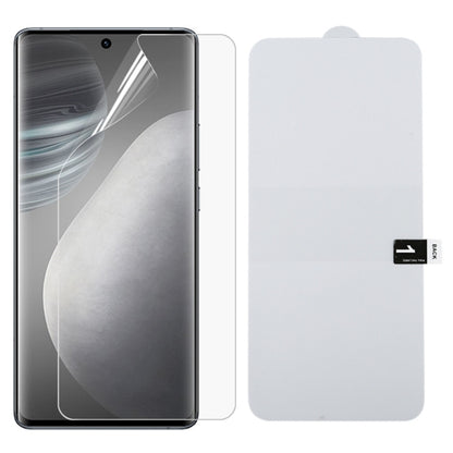 Clear full screen hydrogel film screen protector for smartphone display with backing sheet