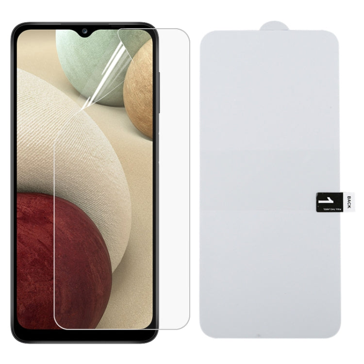 Full-screen hydrogel phone screen protector film, transparent, shows camera/speaker cutouts
