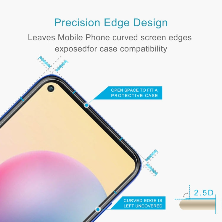 Tempered glass screen protector with curved edge opening for phone case