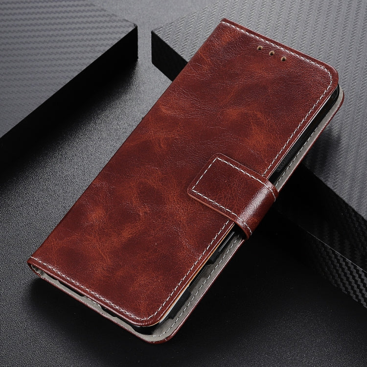 Brown retro leather flip case with side flip cover and card holder pocket