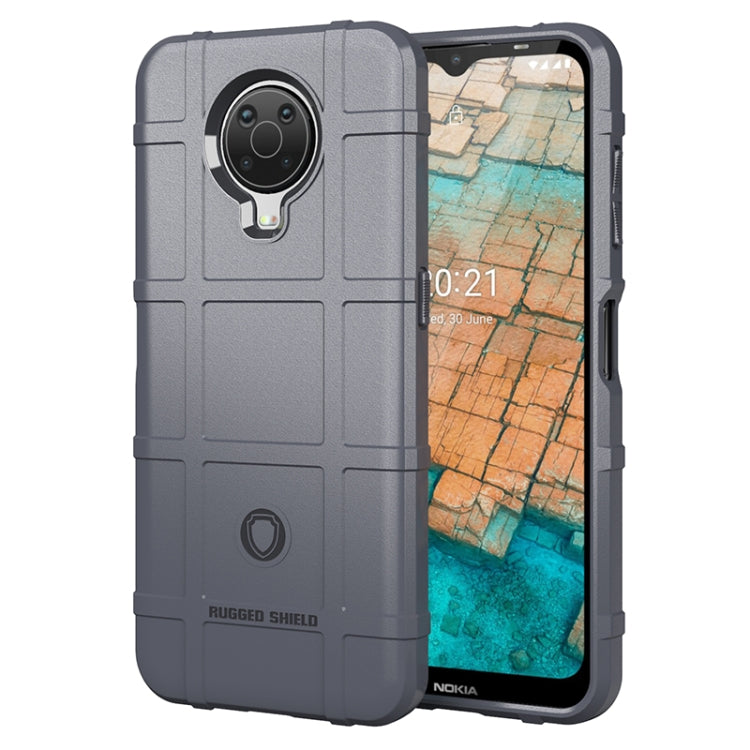Rugged shockproof TPU phone case in grey with grippy texture and camera cutout