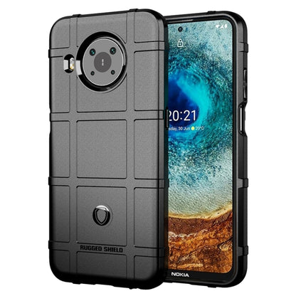 Rugged shockproof TPU phone case in grey with textured grip and camera opening