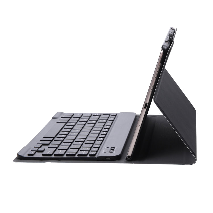 Black Bluetooth keyboard folio case with adjustable stand for tablet viewing