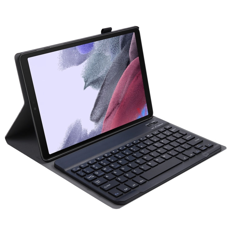 Black folio tablet case with Bluetooth keyboard and viewing stand