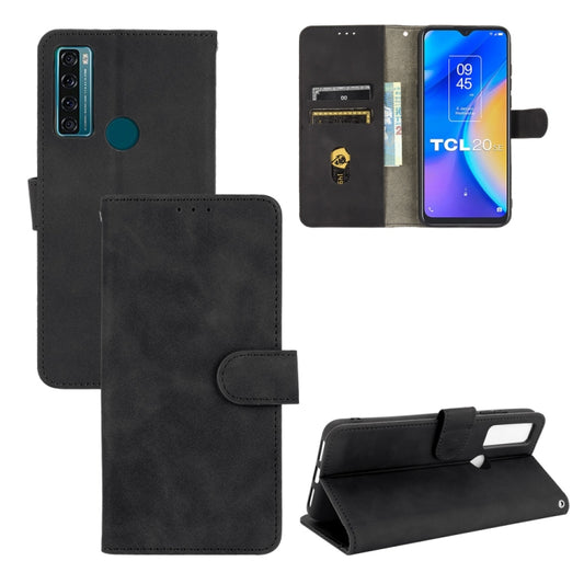 Black PU leather flip phone case with magnetic buckle, card slots, and stand holder