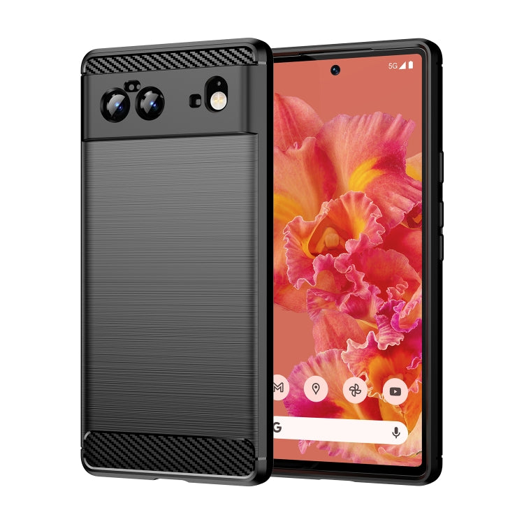 Brushed texture TPU phone case with carbon-fiber pattern, black