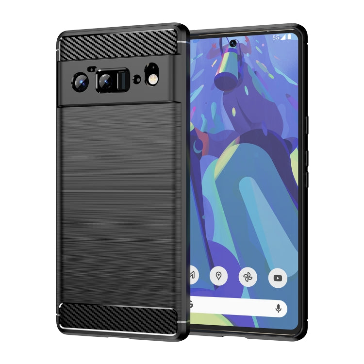 Black brushed texture TPU phone case with carbon-fiber top, back and front view