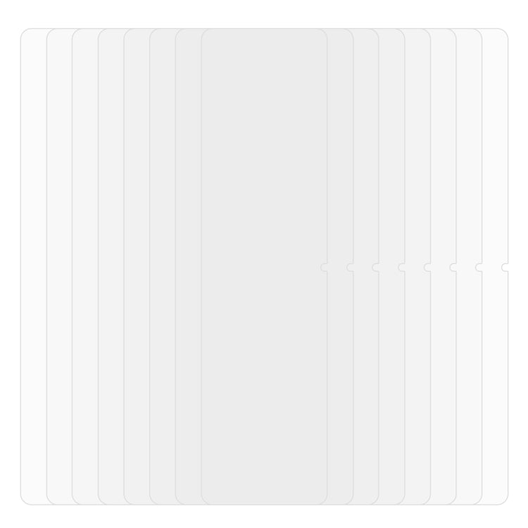 Set of clear PET screen protectors, stacked for tablet full-screen coverage