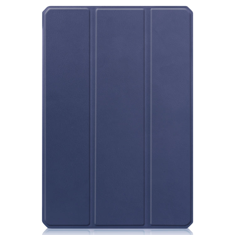 Blue 3-panel folio cover for tablet case, TPU shell with three fold sections