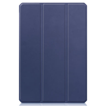 Blue 3-panel folio cover for tablet case, TPU shell with three fold sections