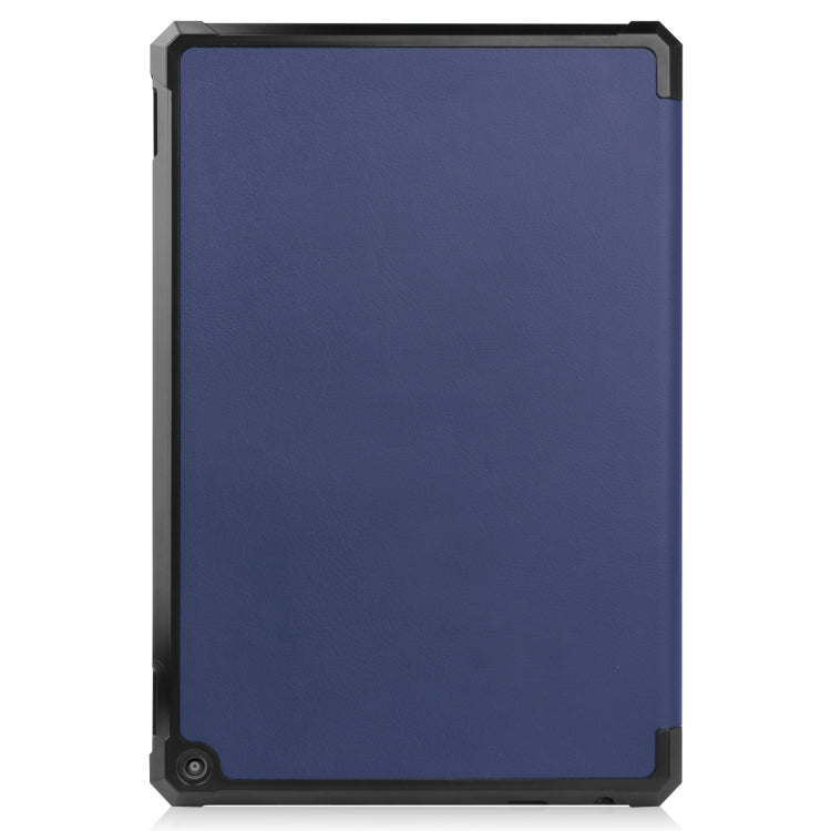 Blue tablet holster case with rugged TPU edge and smooth back panel