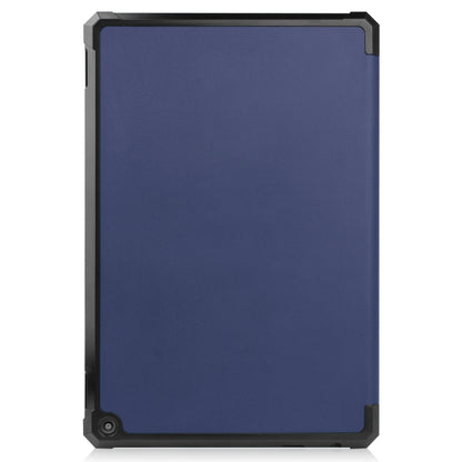 Blue tablet holster case with rugged TPU edge and smooth back panel