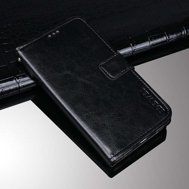 Black crazy horse leather flip wallet case with strap and card holder