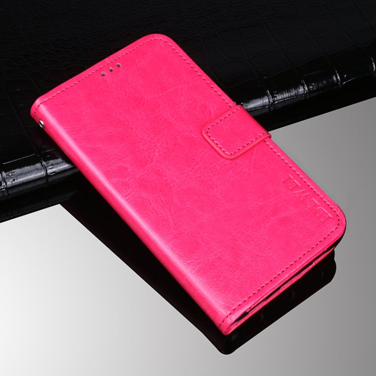 Pink crazy horse leather flip wallet case with front clasp and card pocket