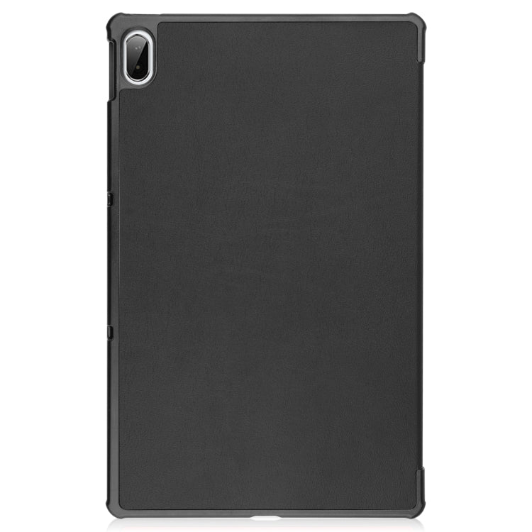 Black leather tablet case with top-left camera cutout and slim back cover