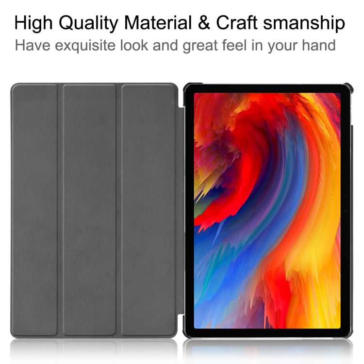 Black leather folio case with tablet display in landscape typing or reading position