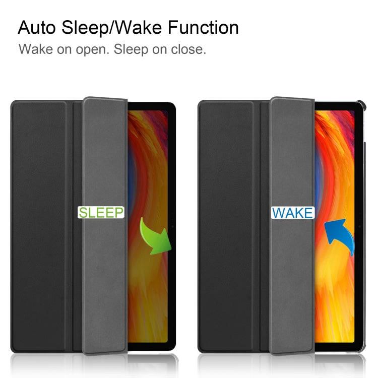 Black folio case showing auto sleep/wake when opening or closing cover