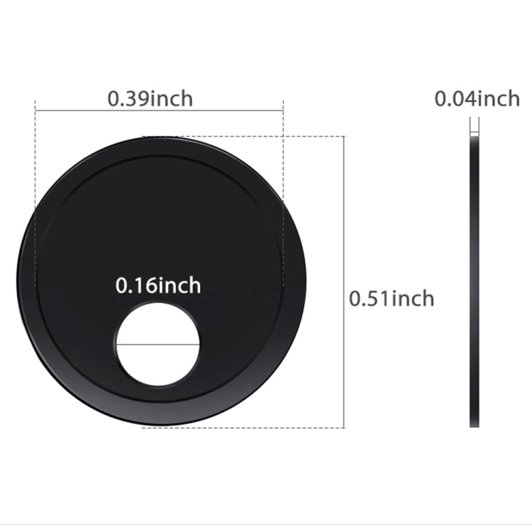Black round webcam cover with circular camera cutout; slim side profile.