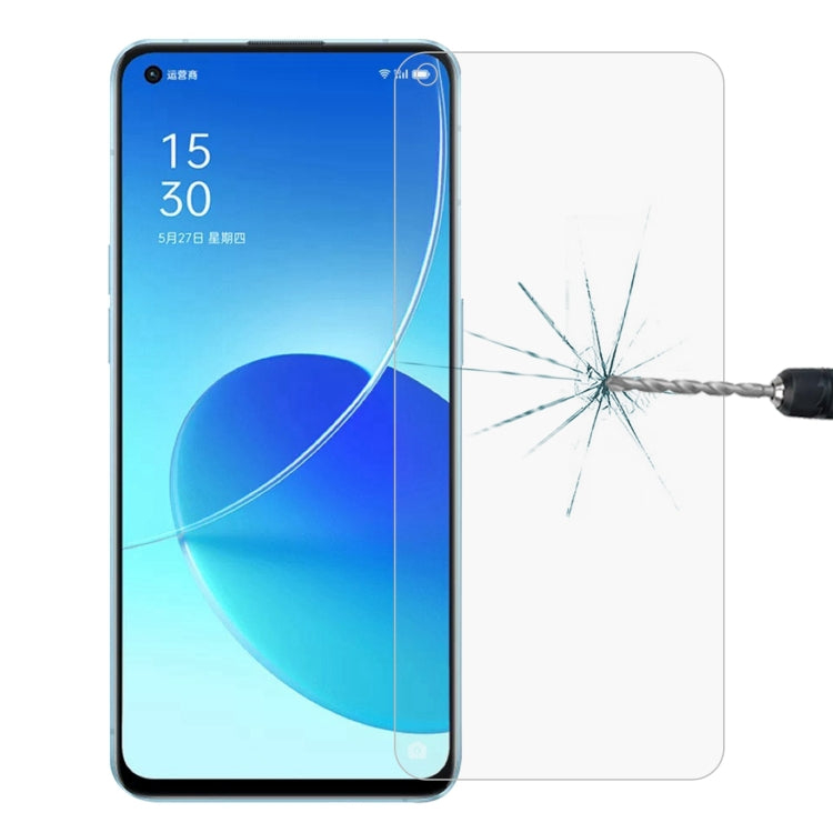 Tempered glass screen protector for a smartphone, with a cracked-screen impact test view.