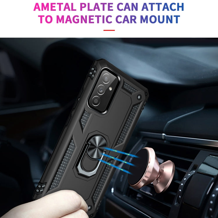 Black rugged phone case with metal ring plate for magnetic car mount
