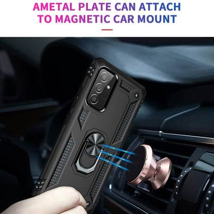 Black rugged phone case with metal ring plate for magnetic car mount